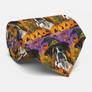 Spooky Boxer Halloween Witch And Pumpkin Neck Tie