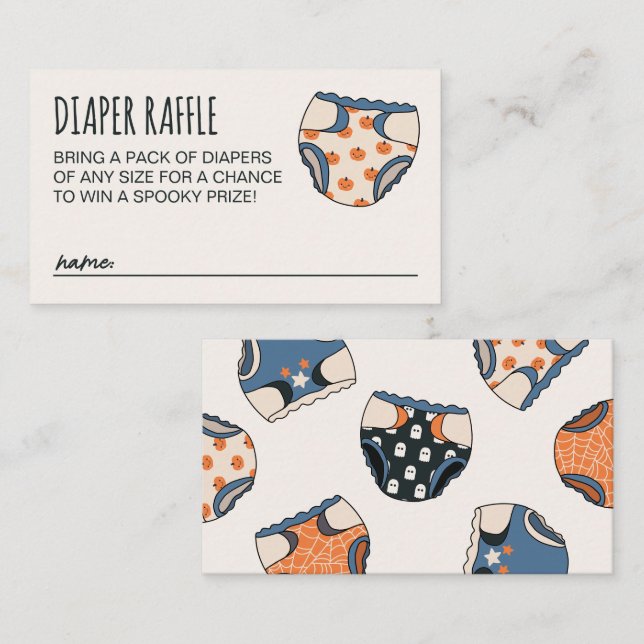 Spooky Boy Halloween Baby Shower Diaper Raffle Enclosure Card (Front/Back)
