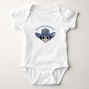 Spooky Boy Halloween, Skeleton Cowboy, Wild Child Baby Bodysuit