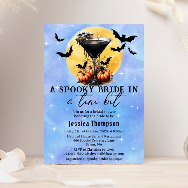 Spooky Bride In A Tini Bit Martini Bridal Shower Invitation (Creator Uploaded)