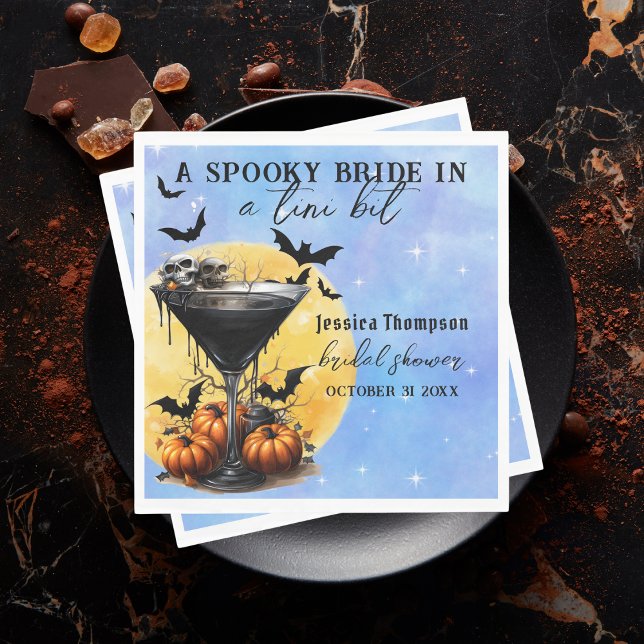 Spooky Bride In A Tini Bit Martini Bridal Shower Napkins (Creator Uploaded)