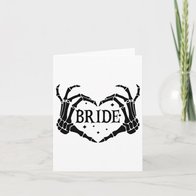 Spooky Bride Skeleton Hands Engagement Wedding Hal Card (Front)