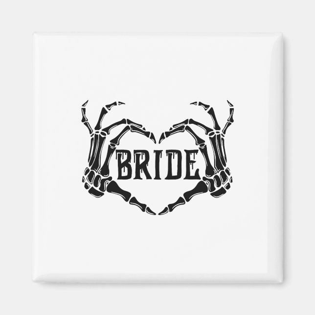 Spooky Bride Skeleton Hands Engagement Wedding Hal Magnet (Front)