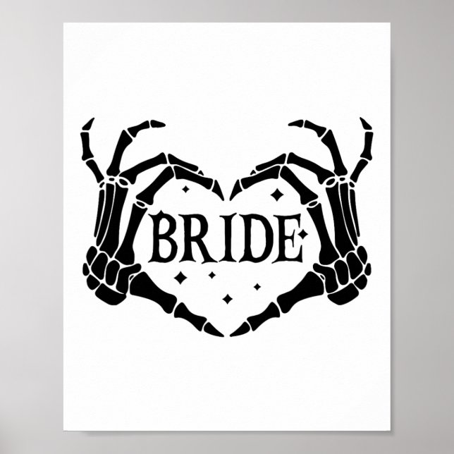 Spooky Bride Skeleton Hands Engagement Wedding Hal Poster (Front)