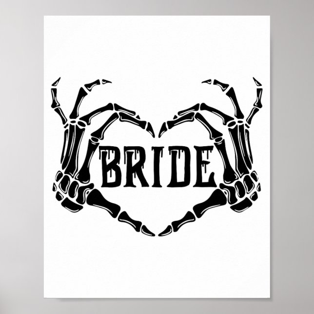 Spooky Bride Skeleton Hands Engagement Wedding Hal Poster (Front)