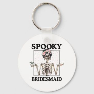 Spooky Bridesmaid Bride Skeleton Halloween Bachelo Keychain
