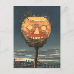 Spooky Bright Jack O Lantern Pumpkin Postcard