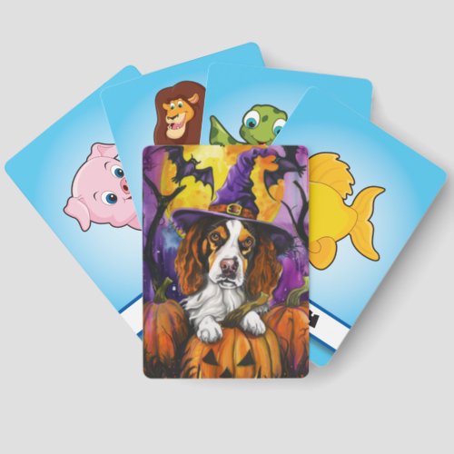 Spooky Brittany Spaniel Halloween Witch Pumpkin  Matching Game Cards