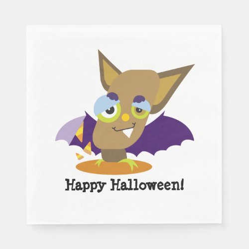 Spooky Brown Halloween Cartoon Bat Napkins