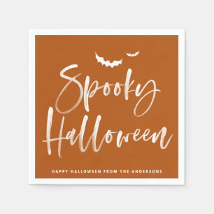 Spooky Brush Lettering Orange Halloween Napkins