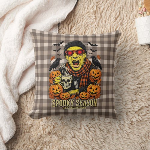 Spooky Buffalo - Funny Zombie Halloween Decor Throw Pillow
