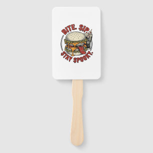 Spooky Burger Shirt Vintage Engraving Halloween Gr Hand Fan