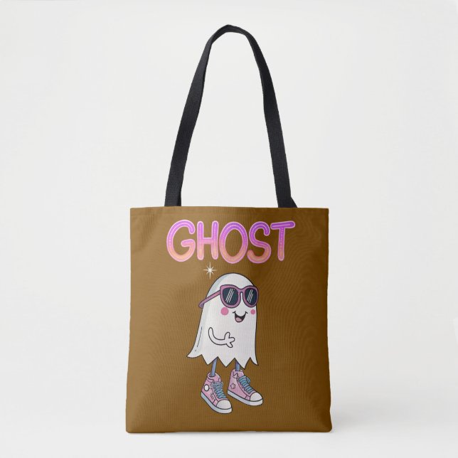Spooky But Cool Ghost Tee Tote Bag (Front)