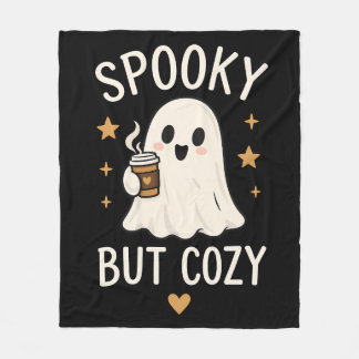 Spooky But Cozy Ghost Halloween Fleece Blanket