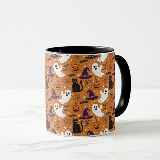 Spooky but Cute Halloween Friends Pattern Mug (Front Right)
