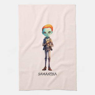 Spooky But Cute Zombie Kid – Adorable Macabre (2) Kitchen Towel