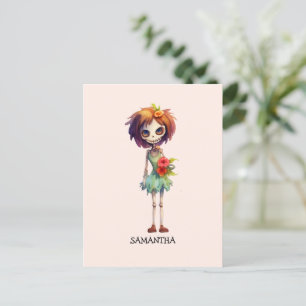 Spooky But Cute Zombie Kid – Adorable Macabre Postcard