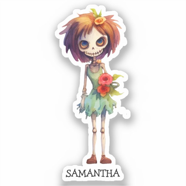 Spooky But Cute Zombie Kid – Adorable Macabre Sticker (Front)