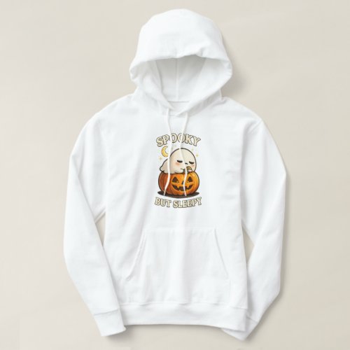 Spooky But Sleepy Cute Ghost Pumpkin Halloween Art Hoodie