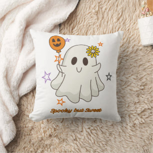 Spooky but Sweet Cute Ghost Halloween Throw Pillow