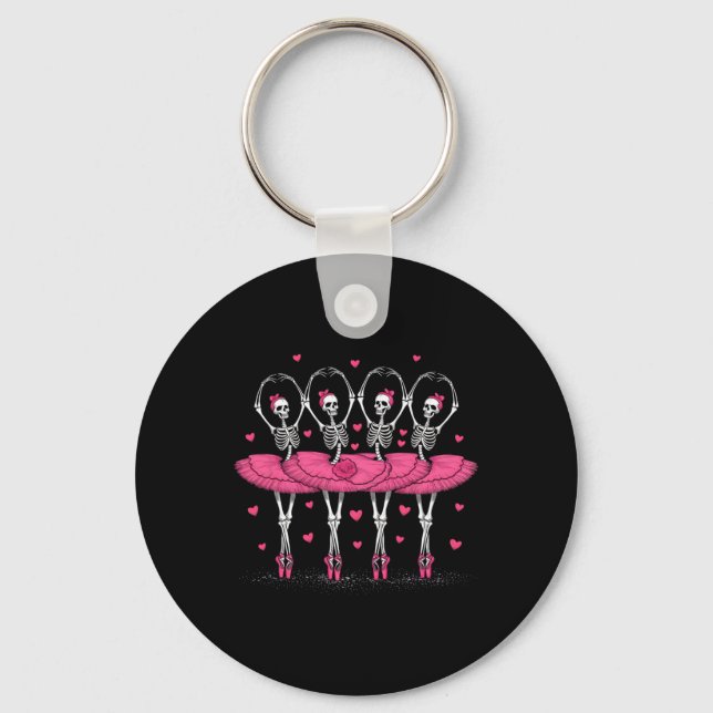 Spooky Byllerina Skeleton Dance Funny Halloween By Keychain (Front)