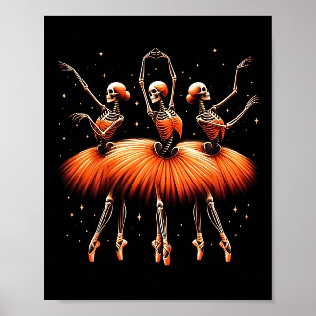 Spooky Byllerina Skeleton Dance Funny Halloween By Poster (Front)
