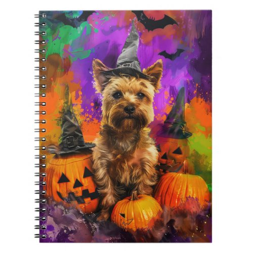 Spooky Cairn Terrier Dog Halloween Witch Pumpkin  Notebook