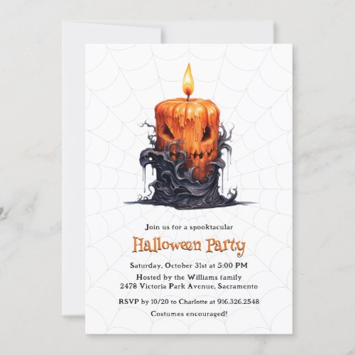 Spooky Candle Ghost Pumpkin Halloween Party Invitation