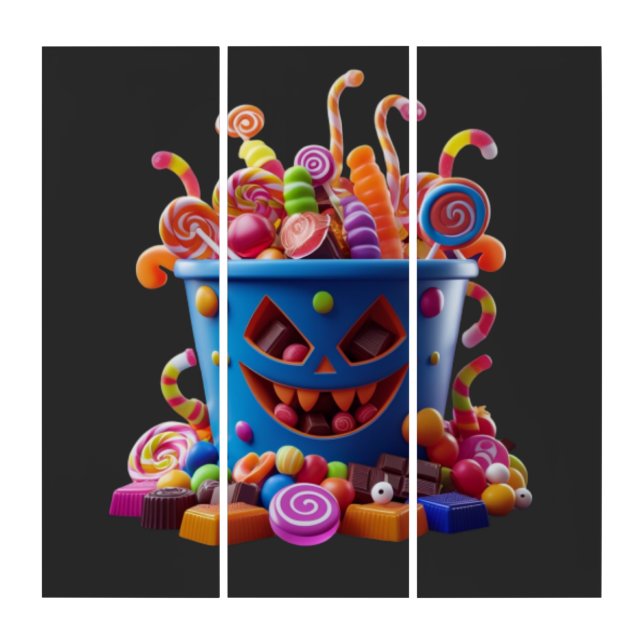Spooky Candy Bucket – Halloween Treats Triptych (Front)