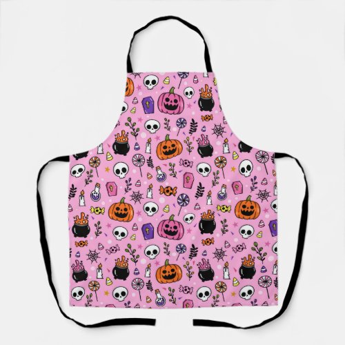 Spooky Cartoon Pink Halloween  Apron