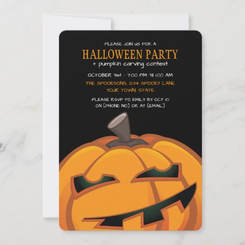 Spooky Carved Pumpkin Halloween Party Invitations