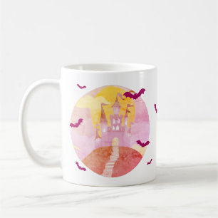 Spooky Castle on Hill Bats Halloween Coffee Mug