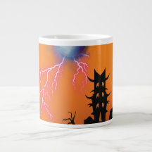 Spooky Castle Silhouette Coffee Mug - Dark Aesthet