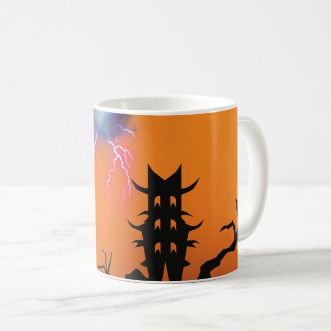 Spooky Castle Silhouette Coffee Mug - Dark Aesthet (Front Right)