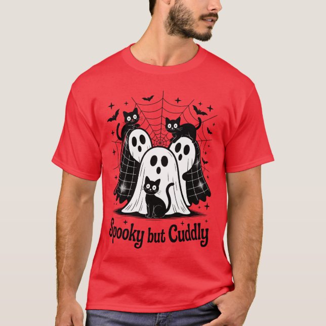 Spooky Cat and Ghostly Web Design friend T-Shirt (Front)