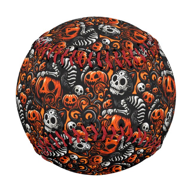 Spooky Cat and Pumpkins Baseball (Front)