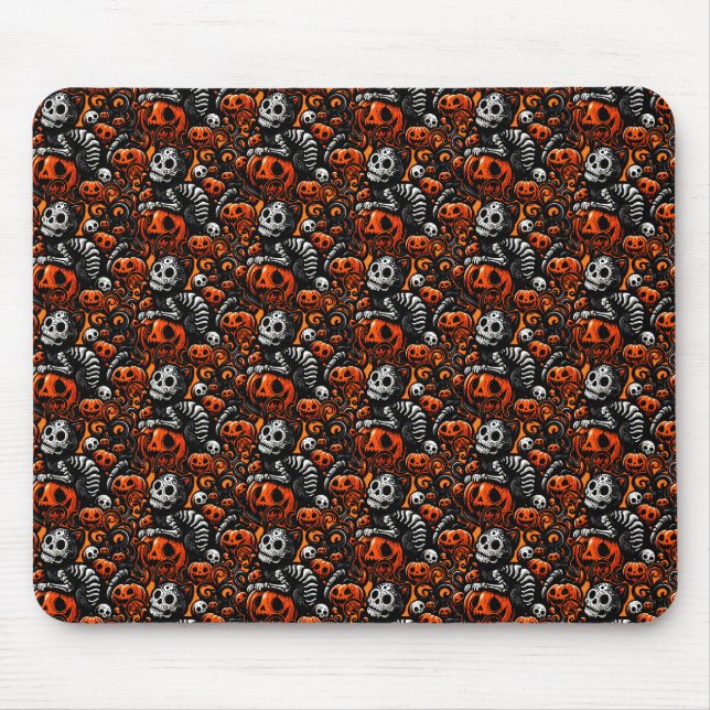 Spooky Cat and Pumpkins Mouse Pad (Front)
