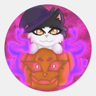 Spooky cat classic round sticker