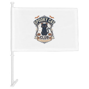 Spooky Cat Club Cat Halloween Spooky Cat Vintage V Car Flag