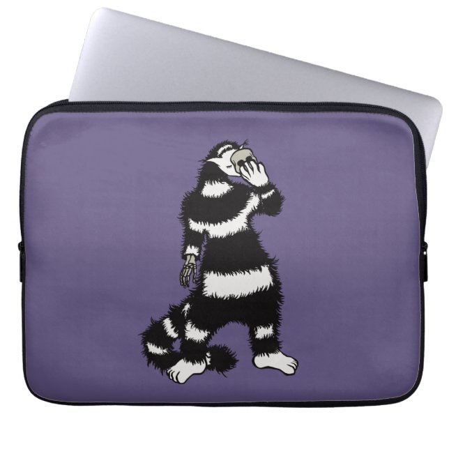 Spooky Cat Creature Skeleton Hand Skull Mask Laptop Sleeve (Front)