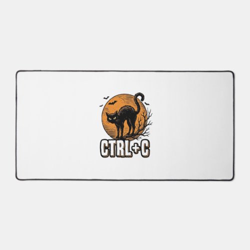 Spooky Cat CTRL C Vintage Halloween Vector Design_ Desk Mat