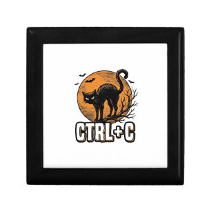 Spooky Cat CTRL C Vintage Halloween Vector Design_ Gift Box