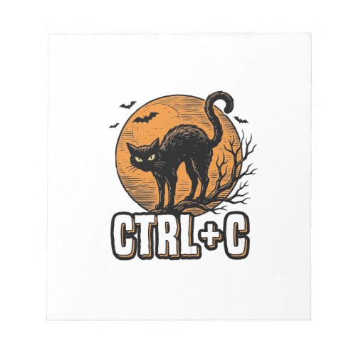 Spooky Cat CTRL C Vintage Halloween Vector Design_ Notepad