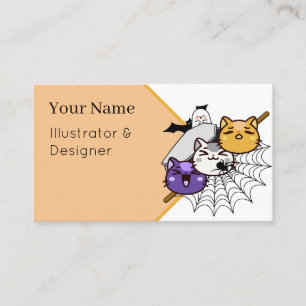 Spooky Cat Dango - Kawaii Gothic Japan Skewer Business Card