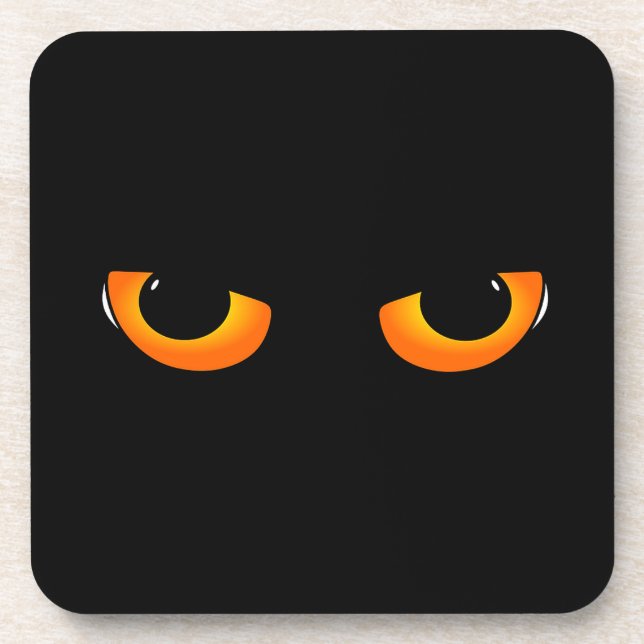 Spooky Cat Eyes Beverage Coaster (Front)
