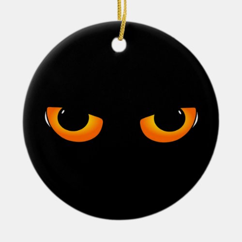 Spooky Cat Eyes Ceramic Ornament
