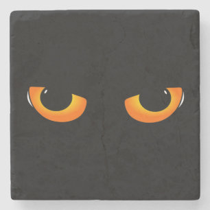Spooky Cat Eyes Stone Coaster