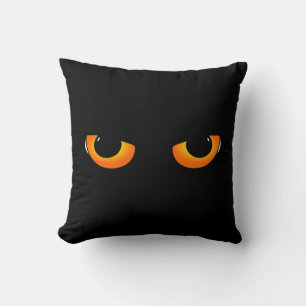 Spooky Cat Eyes Throw Pillow