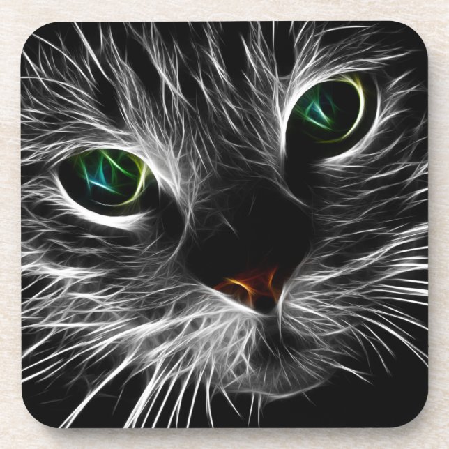 Spooky Cat Feline Soul Spirit Animal Coaster (Front)
