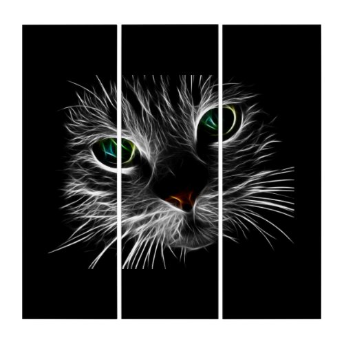 Spooky Cat Feline Soul Spirit Animal Triptych Art